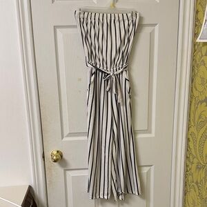 Striped Jumpsuit with Tie Waist